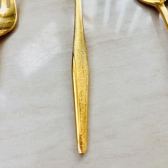 8pc Florentine FLR1 Gold Electroplated Flatware Salad Fork 6 7/8 in - Picture 6 of 6